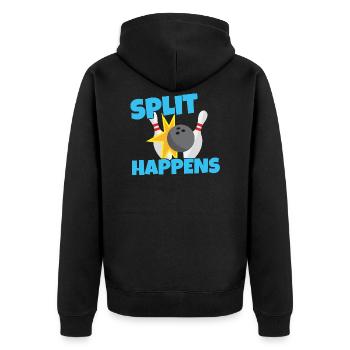 Bowling Split Happens - Sport Ball Geschenk - Unisex Premium Bio Zip Hoodie - Schwarz - Hinten - Nico (187cm)