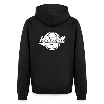 Handball Team T-Shirts Sport Geschenkidee - Unisex Premium Bio Zip Hoodie - Schwarz - Hinten - Nico (187cm)