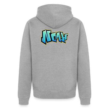 NOAH druckbare Graffiti - Unisex Premium Bio Zip Hoodie - Grau meliert - Hinten - Nico (187cm)