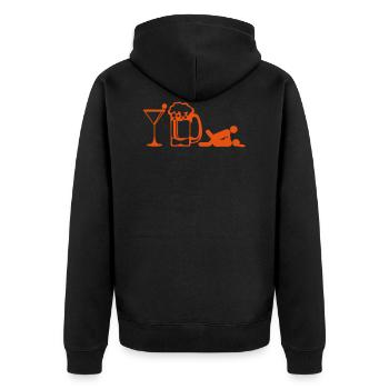 Glas Apero Bier Sex Position Symbol Humor - Unisex Premium Bio Zip Hoodie - Schwarz - Hinten - Nico (187cm)