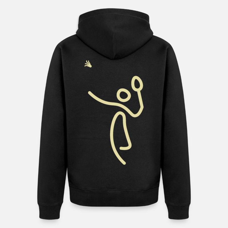 Badminton Strichmänchen - Unisex Premium Bio Zip Hoodie - Schwarz