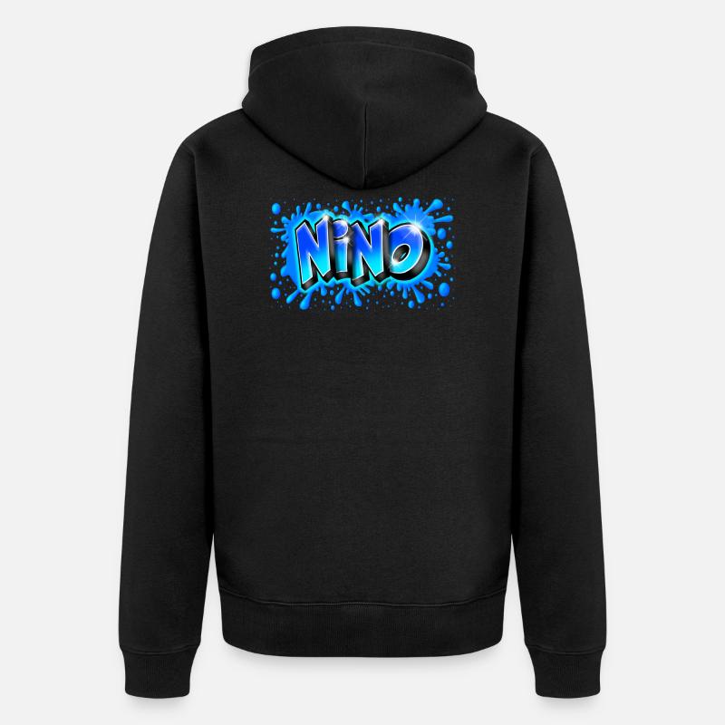 Graffiti NINO platsch blau - Unisex Premium Bio Zip Hoodie - Schwarz