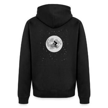 Rennradfahrer mit Mond und Sternen - Fahrrad - Unisex Premium Bio Zip Hoodie - Schwarz - Hinten - Nico (187cm)