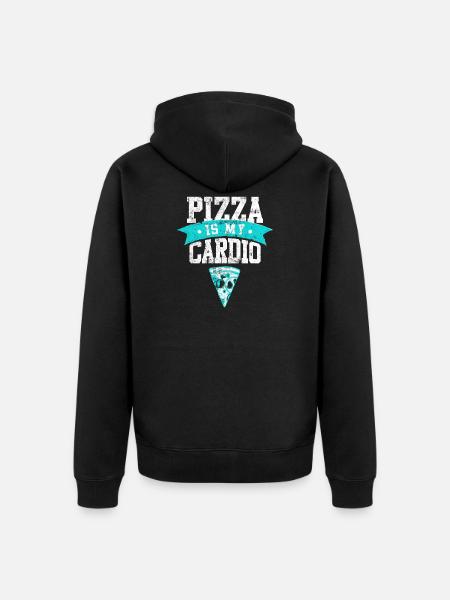 Pizza saying cardio - Unisex Premium Organic Zip Hoodie - black