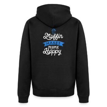 Muffin saying Funny - Unisex Premium Organic Zip Hoodie - black - Back - Nico (187cm)