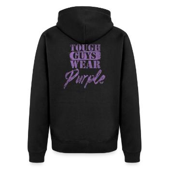 tough guys wear purple - Unisex Premium Organic Zip Hoodie - black - Back - Nico (187cm)