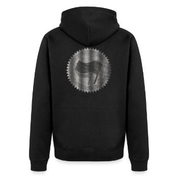 ANTIFA - Unisex Premium Organic Zip Hoodie - black - Back - Nico (187cm)