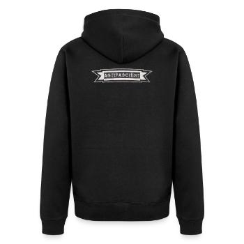ANTIFASCHIST BANNER STOLZ DRAUF - Unisex Premium Bio Zip Hoodie - Schwarz - Hinten - Nico (187cm)