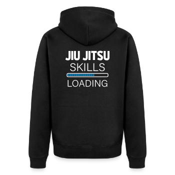 Jiu Jitsu skills - Unisex Premium Organic Zip Hoodie - black - Back - Nico (187cm)