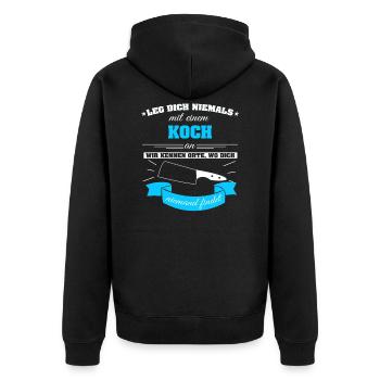 Koch kochen - Unisex Premium Bio Zip Hoodie - Schwarz - Hinten - Nico (187cm)