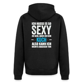 Koch kochen - Unisex Premium Bio Zip Hoodie - Schwarz - Hinten - Nico (187cm)