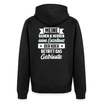 Koch kochen - Unisex Premium Bio Zip Hoodie - Schwarz - Hinten - Nico (187cm)