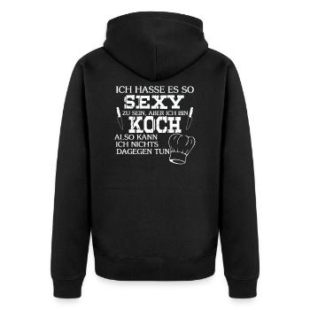Koch kochen - Unisex Premium Bio Zip Hoodie - Schwarz - Hinten - Nico (187cm)