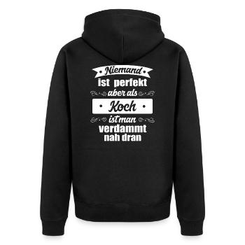 Koch kochen - Unisex Premium Bio Zip Hoodie - Schwarz - Hinten - Nico (187cm)