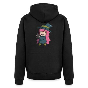 Halloween Hexe Kostüm - Unisex Premium Bio Zip Hoodie - Schwarz - Hinten - Nico (187cm)