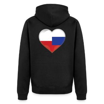 Poland Russia Flag Heart Love Polish Russian - Unisex Premium Organic Zip Hoodie - black - Back - Nico (187cm)