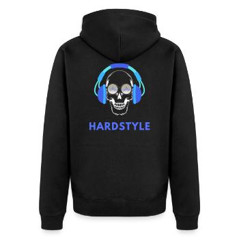 Hardstyle skull headphone festival concert - Unisex Premium Organic Zip Hoodie - black - Back - Nico (187cm)