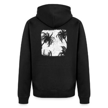 Palm Palm Trees Sunset Beach Retro - Unisex Premium Organic Zip Hoodie - black - Back - Nico (187cm)