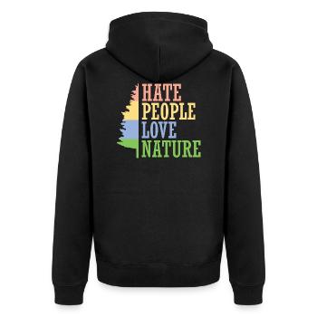 Déteste les gens. Aimer la nature. - Veste à capuche bio Premium Unisexe - noir - Dos - Nico (187cm)