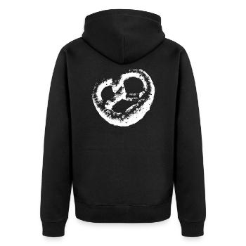 Brezel - Unisex Premium Bio Zip Hoodie - Schwarz - Hinten - Nico (187cm)