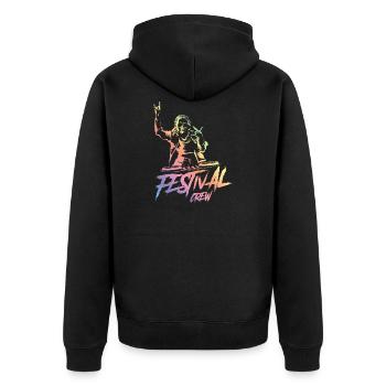 dj festival crew bunt - Unisex Premium Bio Zip Hoodie - Schwarz - Hinten - Nico (187cm)