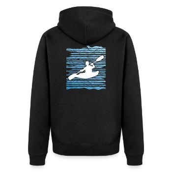 Kajak Paddeln Fluss Sport Wasser Kanu Geschenkidee - Unisex Premium Bio Zip Hoodie - Schwarz - Hinten - Nico (187cm)