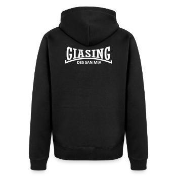 GIASING des san Mia - Unisex Premium Bio Zip Hoodie - Schwarz - Hinten - Nico (187cm)