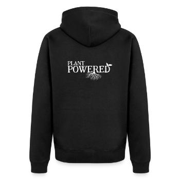 Plant Powered Geschenk - Unisex Premium Bio Zip Hoodie - Schwarz - Hinten - Nico (187cm)