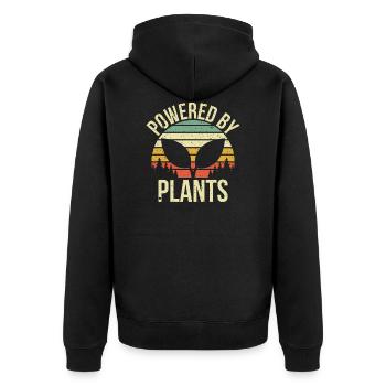 Powered by Plants Geschenk - Unisex Premium Bio Zip Hoodie - Schwarz - Hinten - Nico (187cm)