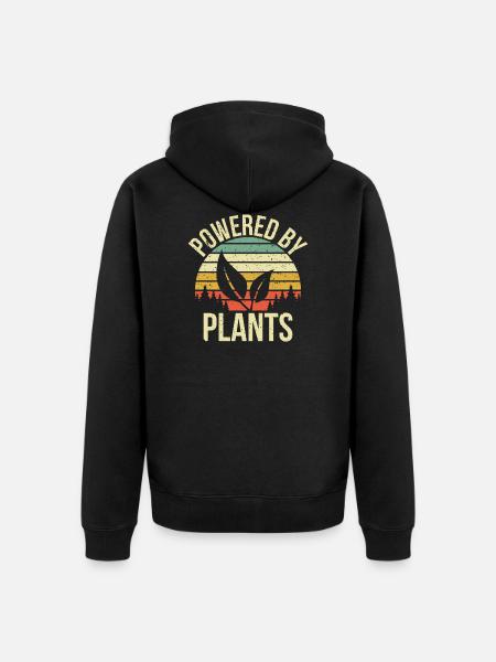Powered by plants gift - Unisex Premium Organic Zip Hoodie - black