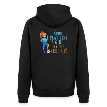 Femmes football soccer manger dormir répéter - Veste à capuche bio Premium Unisexe - noir - Dos - Nico (187cm)