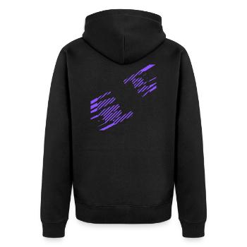 ein design mit streifen - Unisex Premium Bio Zip Hoodie - Schwarz - Hinten - Nico (187cm)