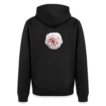 Blume 01 - Pfingstrose - Unisex Premium Bio Zip Hoodie - Schwarz - Hinten - Nico (187cm)
