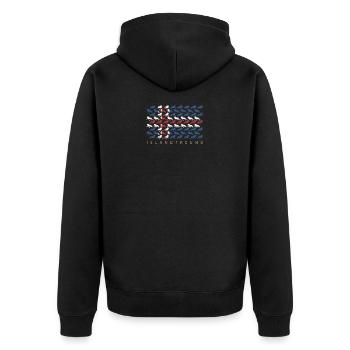 Islandpferd - Island - Fahne - Unisex Premium Bio Zip Hoodie - Schwarz - Hinten - Nico (187cm)