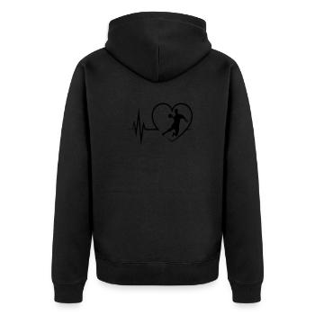 Handball Sportart Herzschlag Hobby Geschenkidee - Unisex Premium Bio Zip Hoodie - Schwarz - Hinten - Nico (187cm)