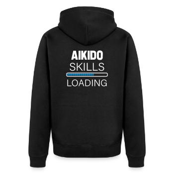Aikido Skills - Unisex Premium Bio Zip Hoodie - Schwarz - Hinten - Nico (187cm)