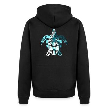 Maori Schildkröte Honu Ocean Tribal Tattoo Gift - Unisex Premium Bio Zip Hoodie - Schwarz - Hinten - Nico (187cm)