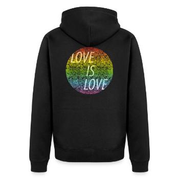Love is love - Unisex Premium Bio Zip Hoodie - Schwarz - Hinten - Nico (187cm)