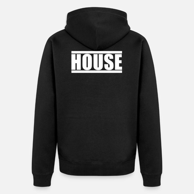House Music Logo - Veste à capuche bio Premium Unisexe - noir