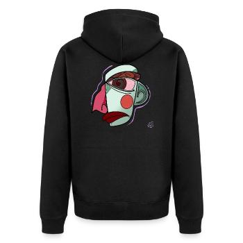 eye - Unisex Premium Organic Zip Hoodie - black - Back - Nico (187cm)