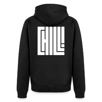 Chill - Unisex Premium Organic Zip Hoodie - black - Back - Nico (187cm)