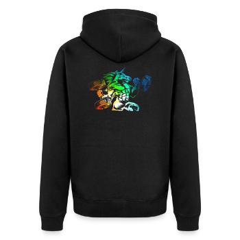 unicorn workout bunt - Unisex Premium Bio Zip Hoodie - Schwarz - Hinten - Nico (187cm)
