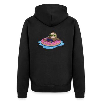 Sloth chill summer - Unisex Premium Organic Zip Hoodie - black - Back - Nico (187cm)