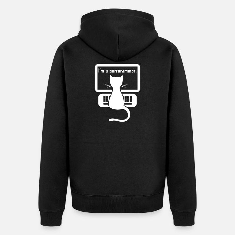 I`m a programmer cat Geschenk - Unisex Premium Bio Zip Hoodie - Schwarz