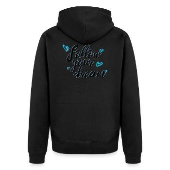 follow your dream Spruch - Unisex Premium Bio Zip Hoodie - Schwarz - Hinten - Nico (187cm)