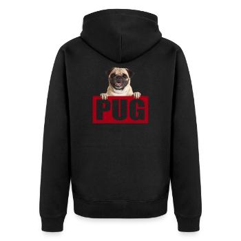 Pug Mops Hundebesitzer Fashion Dog - Unisex Premium Bio Zip Hoodie - Schwarz - Hinten - Nico (187cm)