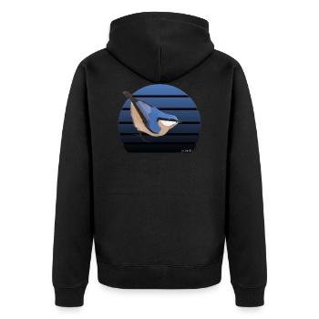 jz.birds Kleiber Vogel Illustration - Unisex Premium Bio Zip Hoodie - Schwarz - Hinten - Nico (187cm)