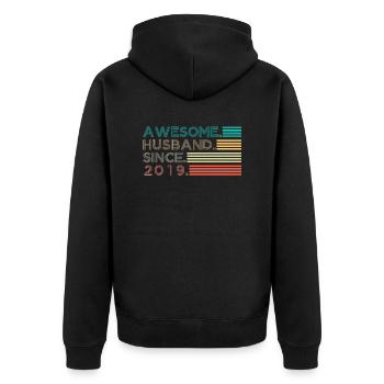 Awesome Husband since 2019 gift - Unisex Premium Organic Zip Hoodie - black - Back - Nico (187cm)