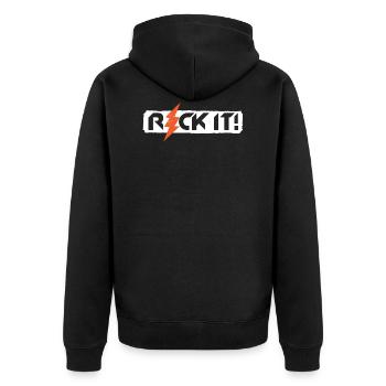 Rock it - Rock 'n' Roll Geschenk Party - Unisex Premium Bio Zip Hoodie - Schwarz - Hinten - Nico (187cm)