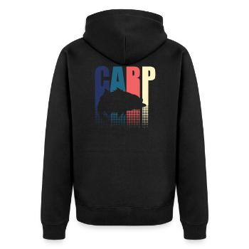 Retro Carp Carp Angler Fisherman - Unisex Premium Organic Zip Hoodie - black - Back - Nico (187cm)